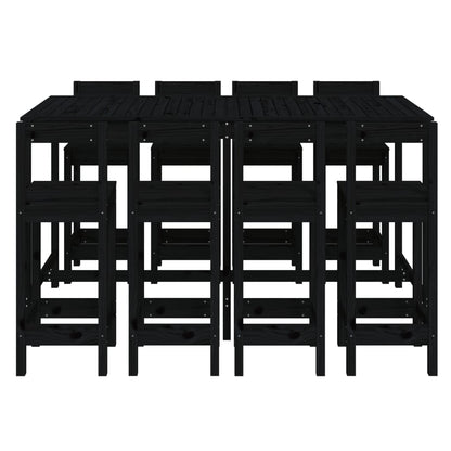 9 pcs conjunto de bar para jardim pinho maciço preto