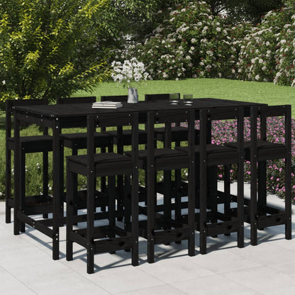 9 pcs conjunto de bar para jardim pinho maciço preto