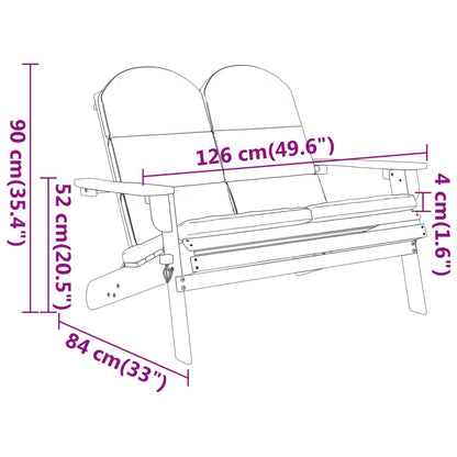 Banco de jardim Adirondack c/ almofadões 126 cm acácia maciça