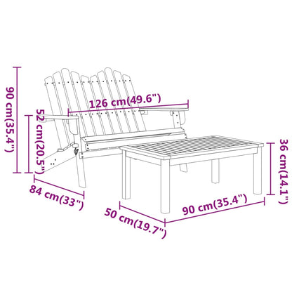 Conjunto lounge de jardim Adirondack 2pcs acácia maciça