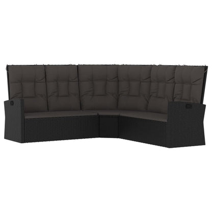 2 pcs conjunto lounge de jardim c/ almofadões vime PE preto