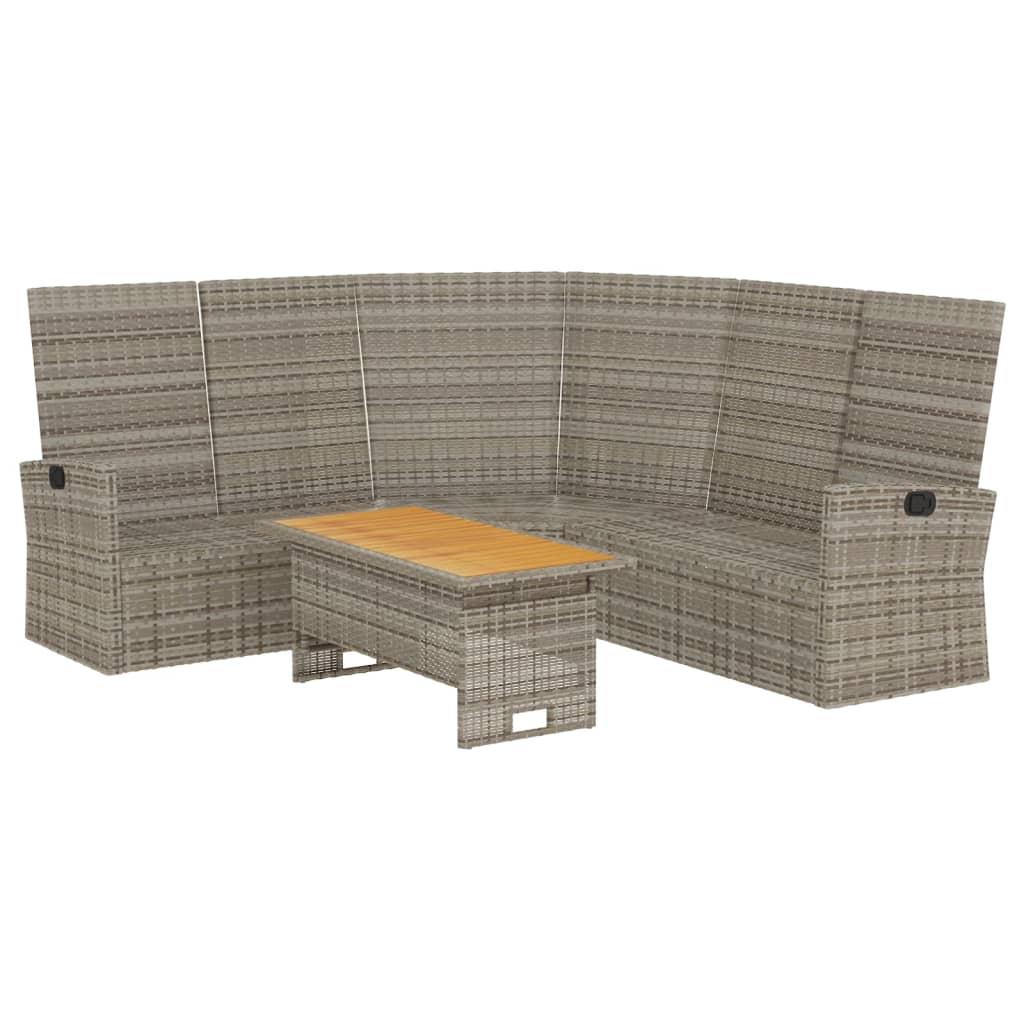 2 pcs conjunto lounge de jardim c/ almofadões vime PE cinzento