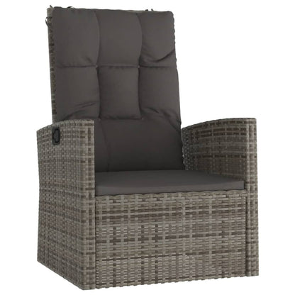 3 pcs conjunto lounge de jardim c/ almofadões vime PE cinzento