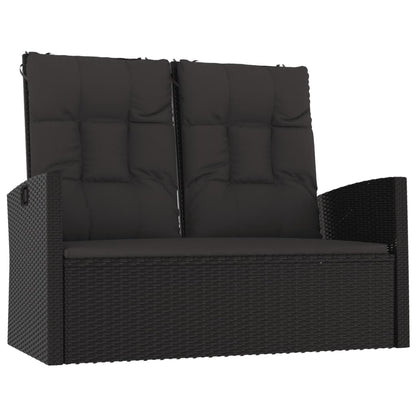 4 pcs conjunto lounge de jardim c/ almofadões vime PE preto