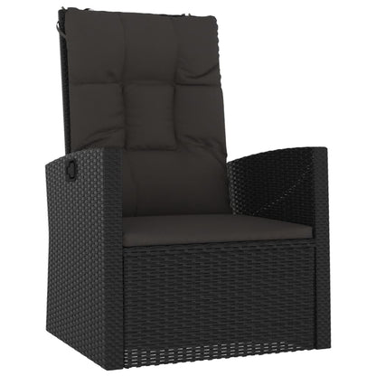 4 pcs conjunto lounge de jardim c/ almofadões vime PE preto