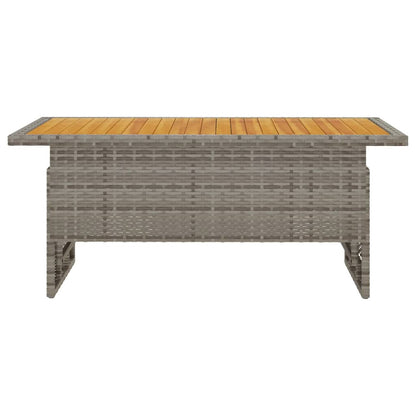 Mesa de jardim 100x50x43/63 cm acácia maciça/vime PE cinza