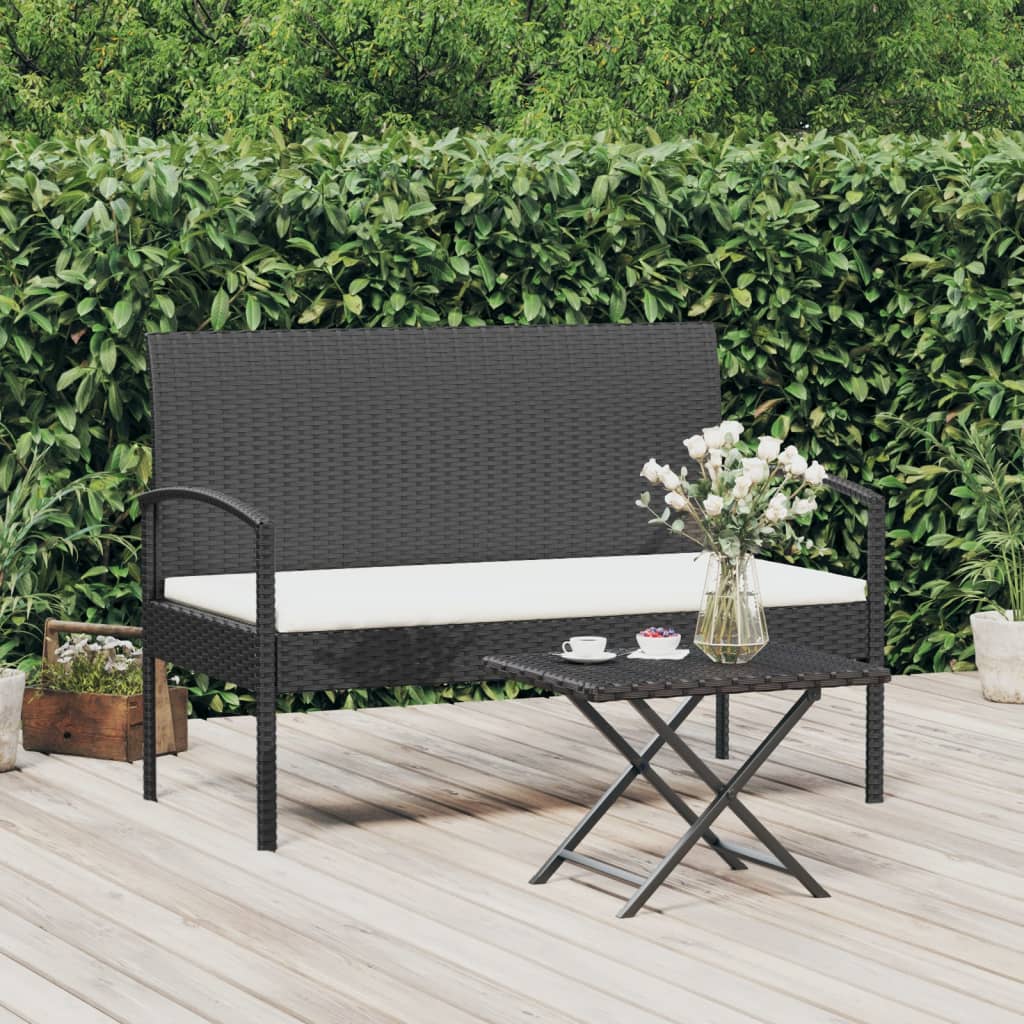 Banco de jardim com almofadão 105 cm vime PE preto