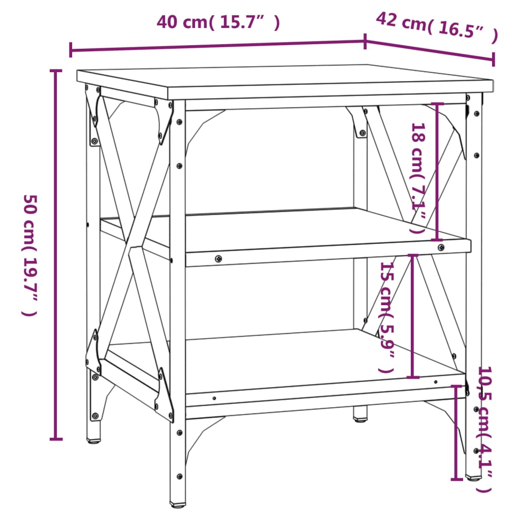 Mesas de apoio 2 pcs 40x42x50 cm derivados madeira cinza sonoma