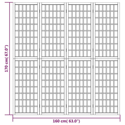 Biombo dobrável com 4 painéis estilo japonês 160x170 cm branco