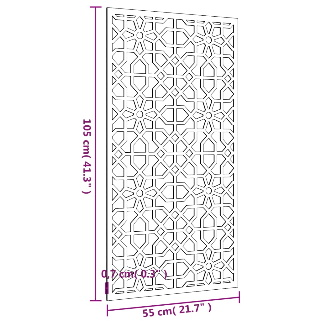 Decoração p/ muro de jardim 105x55 cm aço corten design árabe