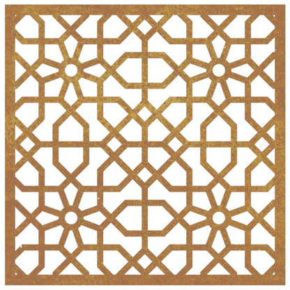 Decoração p/ muro de jardim 55x55 cm aço corten design árabe