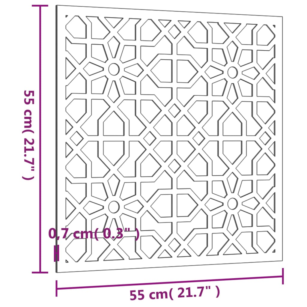 Decoração p/ muro de jardim 55x55 cm aço corten design árabe