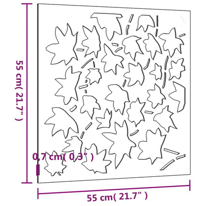 Decoração p/ muro jardim 555x55 cm aço corten design folha ácer