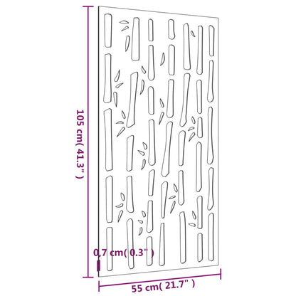 Decoração p/ muro de jardim 105x55 cm aço corten design bambu