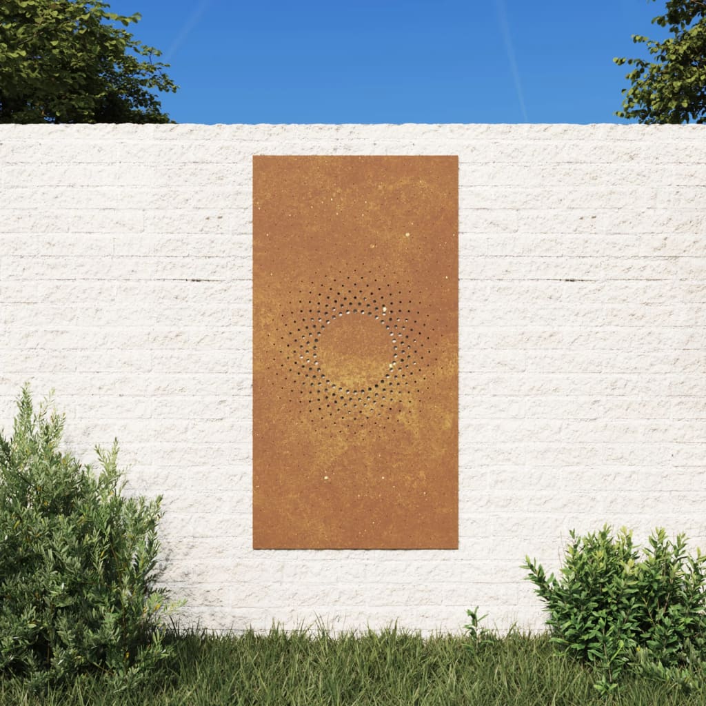 Decoração p/ muro de jardim 105x55 cm aço corten design sol