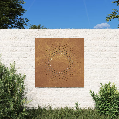 Decoração p/ muro de jardim 555x55 cm aço corten design sol