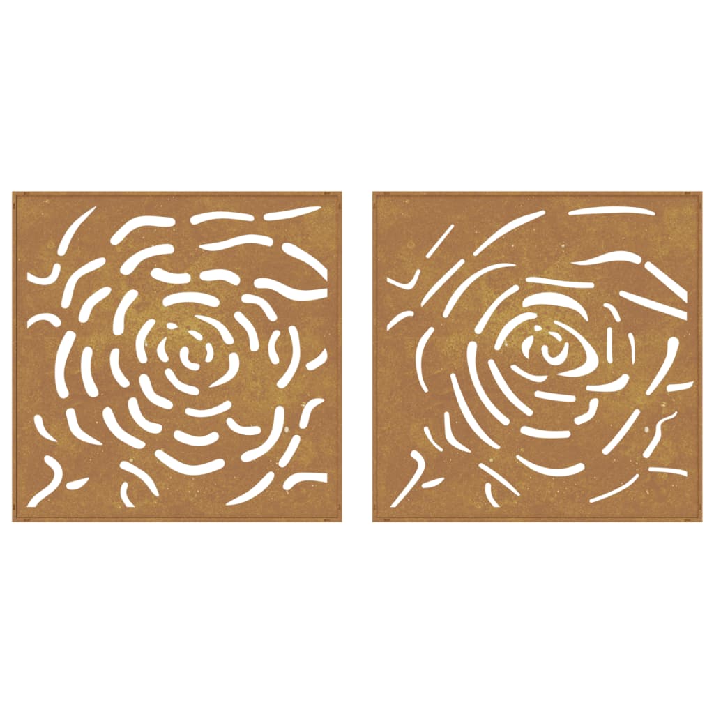 Decorações p/ muro jardim 2 pcs 55x55cm aço corten design rosas