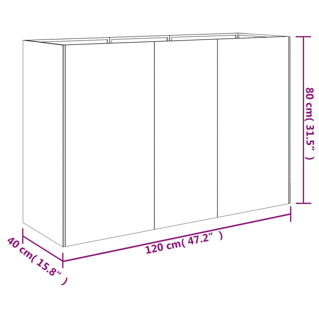 Canteiro elevado de jardim 120x40x80 cm aço corten