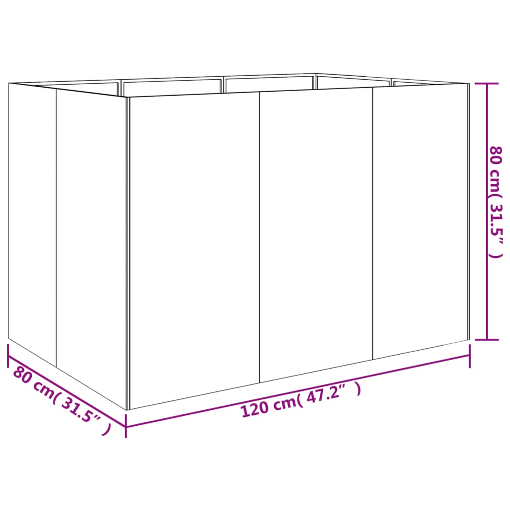 Canteiro elevado de jardim 120x80x80 cm aço corten