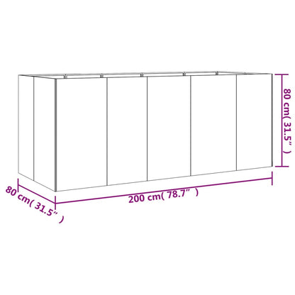 Canteiro elevado de jardim 200x80x80 cm aço corten