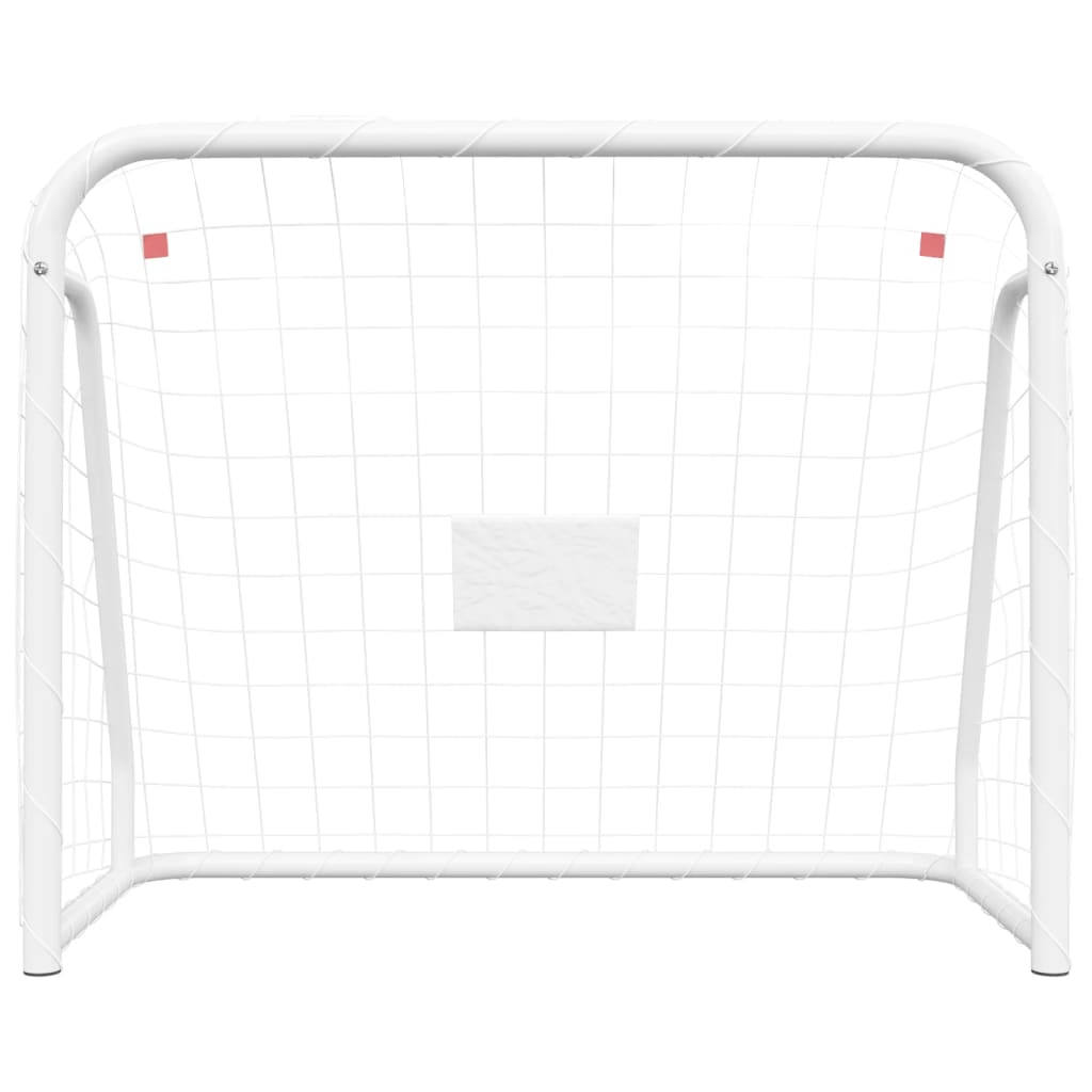 Baliza de futebol com rede 125x96x60 cm aço/poliéster branco