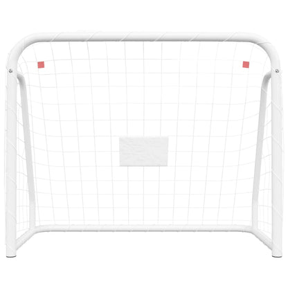 Baliza de futebol com rede 125x96x60 cm aço/poliéster branco