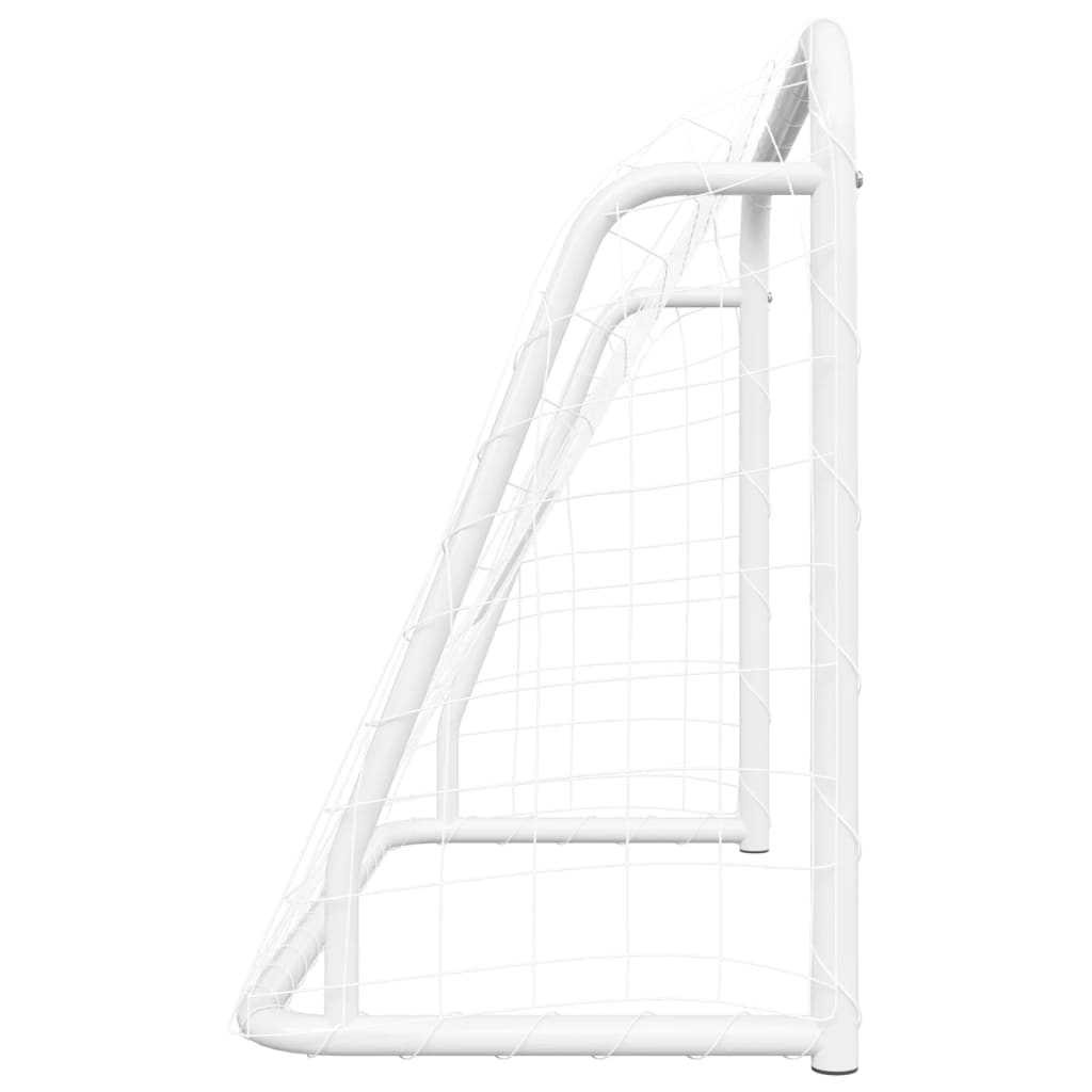 Baliza de futebol com rede 125x96x60 cm aço/poliéster branco