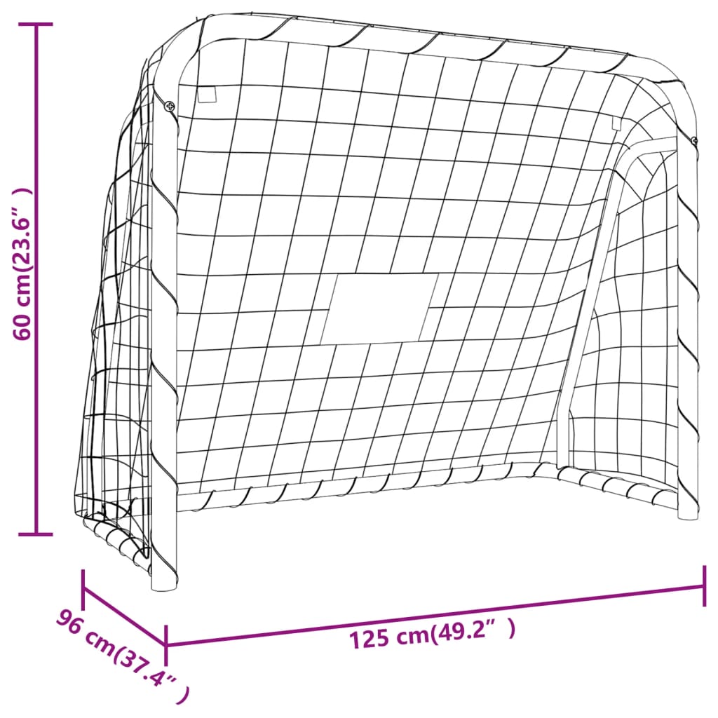 Baliza de futebol com rede 125x96x60 cm aço/poliéster branco