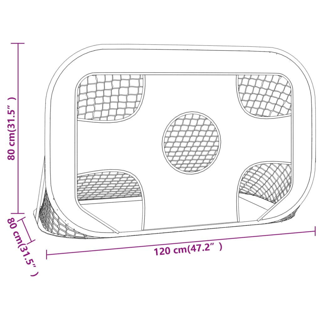 Rede de baliza de futebol com alvo 120x80x80 cm poliéster