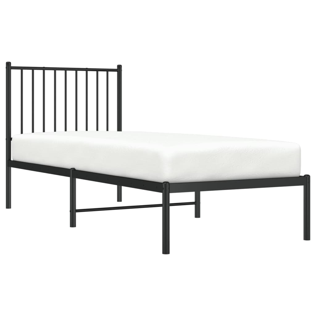 Estrutura de cama com cabeceira 75x190 cm metal preto