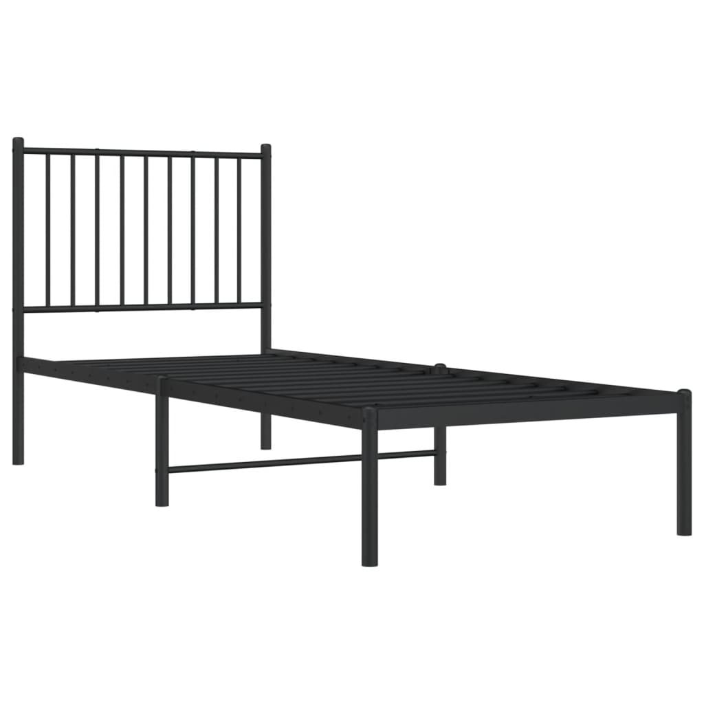 Estrutura de cama com cabeceira 75x190 cm metal preto