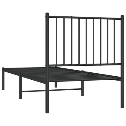 Estrutura de cama com cabeceira 75x190 cm metal preto