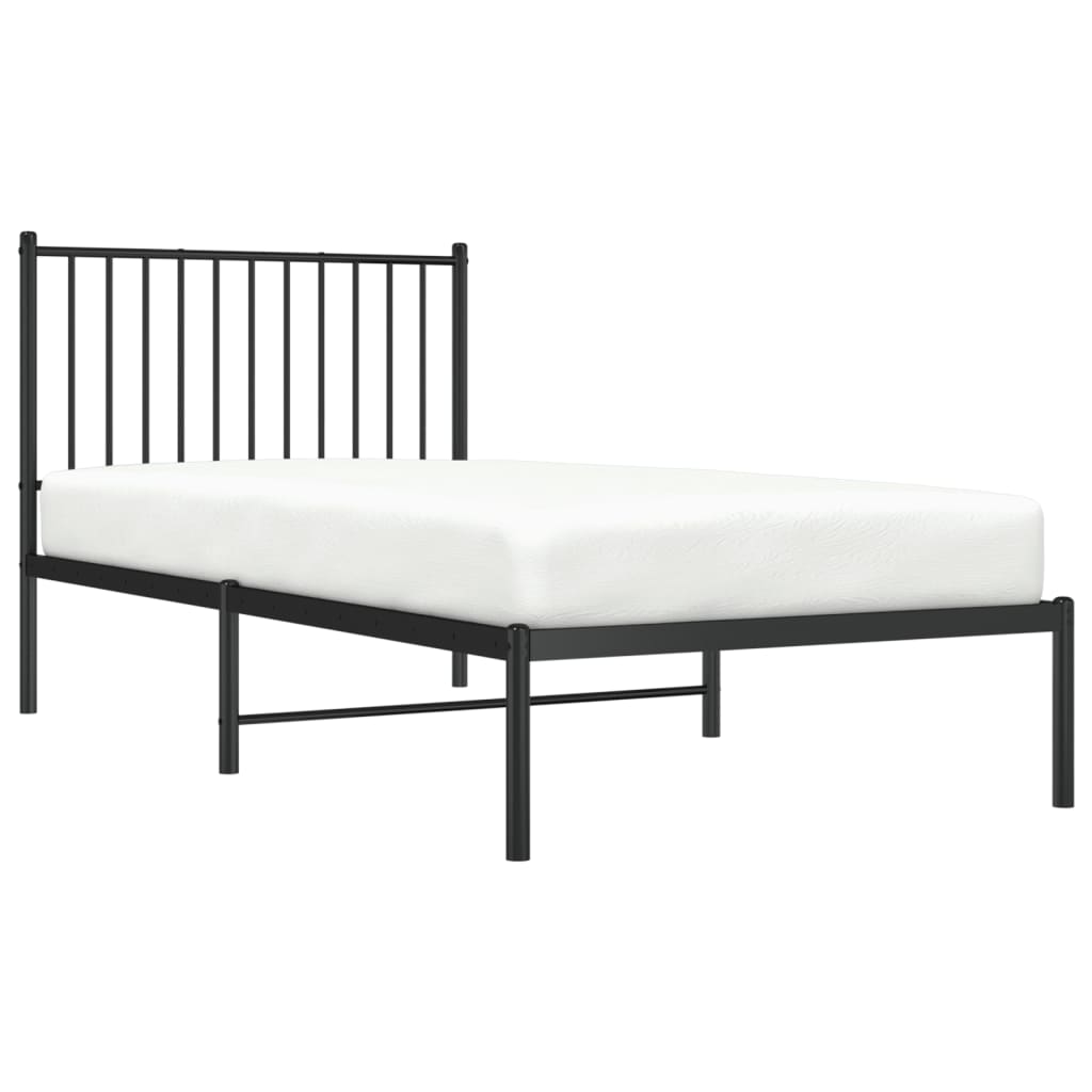 Estrutura de cama com cabeceira 90x190 cm metal preto