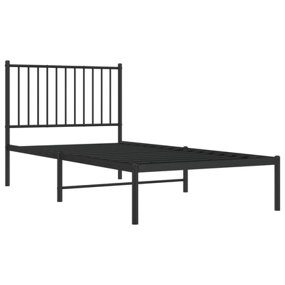 Estrutura de cama com cabeceira 90x190 cm metal preto