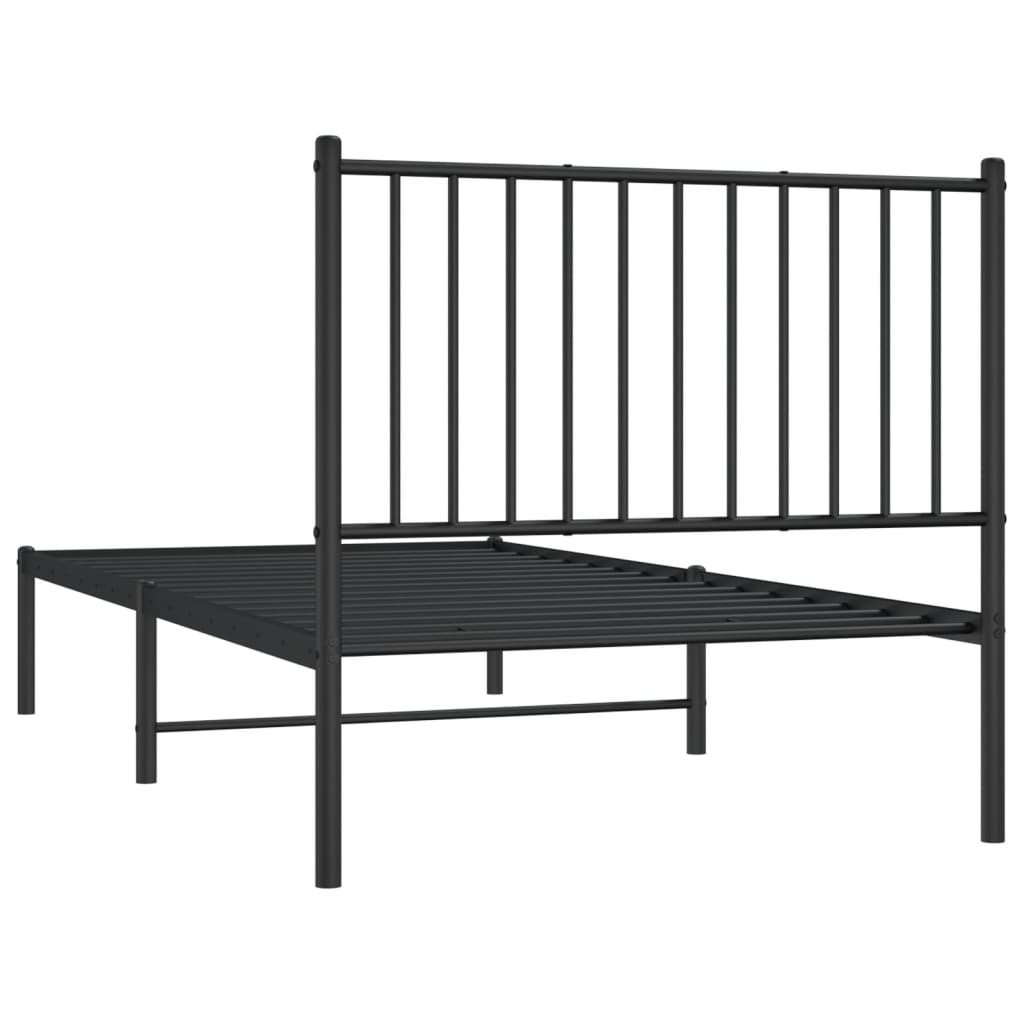 Estrutura de cama com cabeceira 90x190 cm metal preto