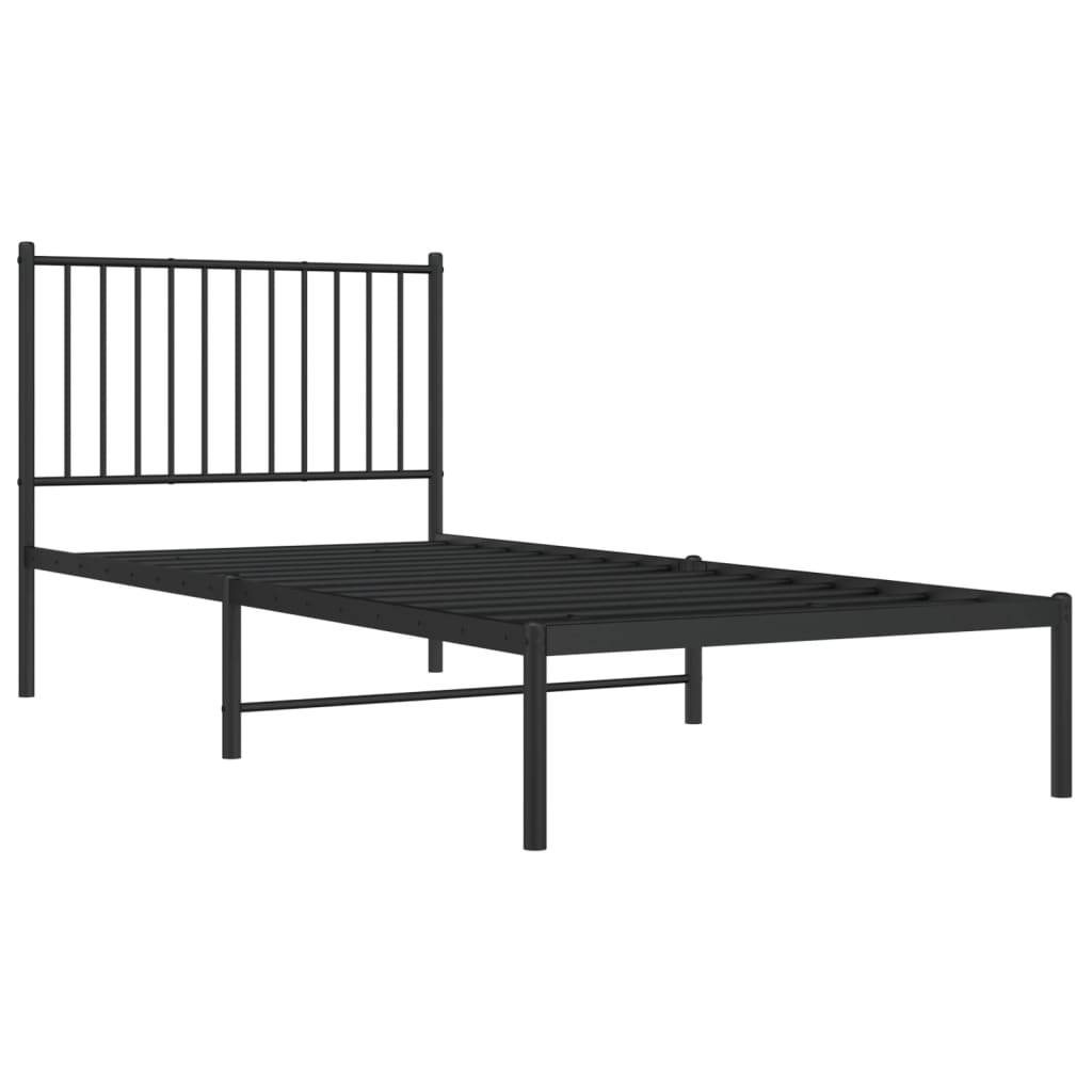 Estrutura de cama com cabeceira 90x200 cm metal preto