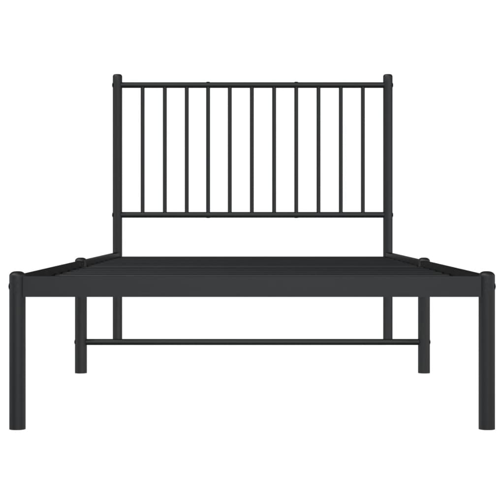 Estrutura de cama com cabeceira 90x200 cm metal preto