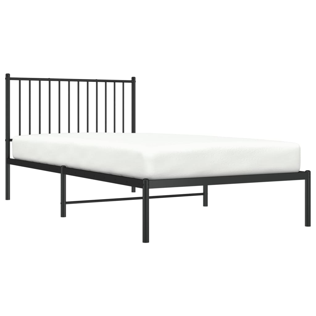 Estrutura de cama com cabeceira 100x200 cm metal preto