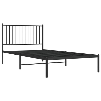 Estrutura de cama com cabeceira 100x200 cm metal preto