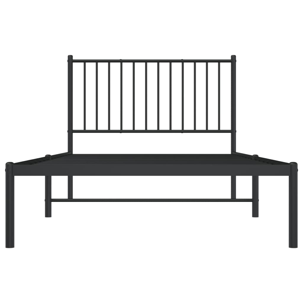 Estrutura de cama com cabeceira 100x200 cm metal preto