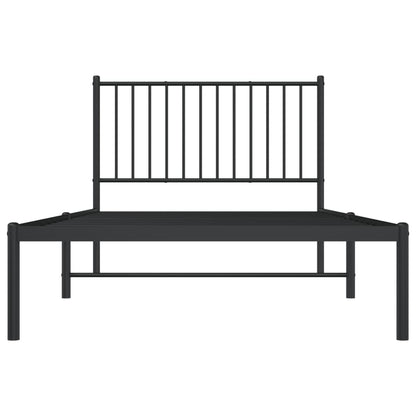 Estrutura de cama com cabeceira 100x200 cm metal preto