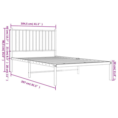 Estrutura de cama com cabeceira 100x200 cm metal preto