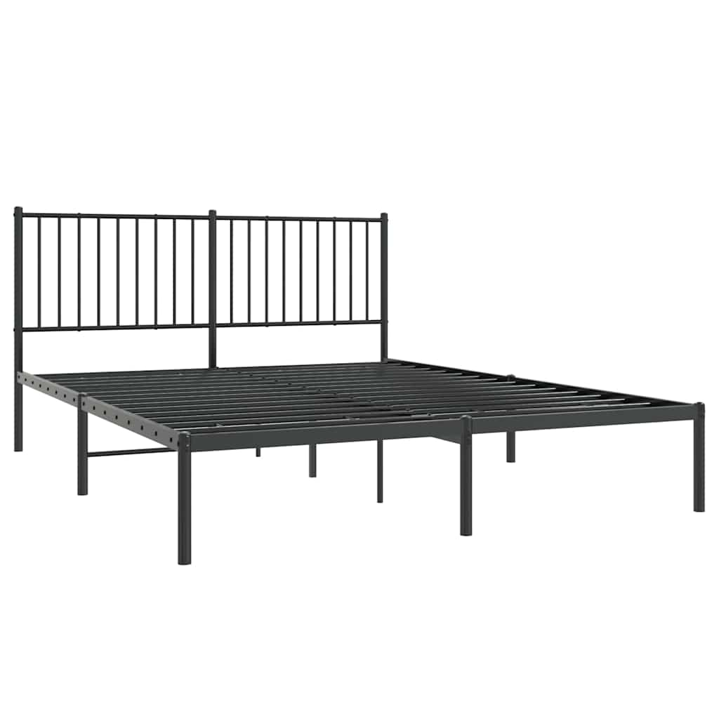 Estrutura de cama em metal com cabeceira 150x200 cm preto