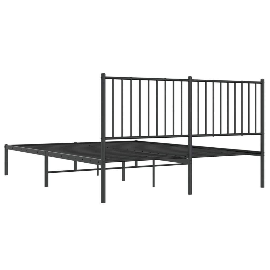 Estrutura de cama em metal com cabeceira 150x200 cm preto