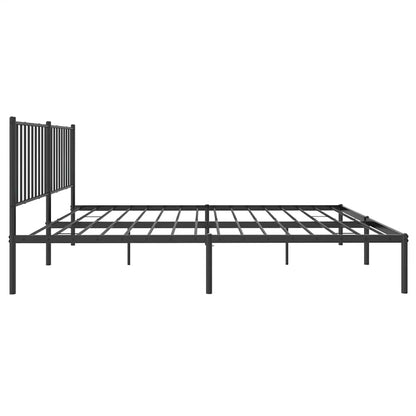 Estrutura de cama em metal com cabeceira 150x200 cm preto