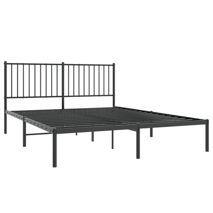 Estrutura de cama com cabeceira 160x200 cm metal preto