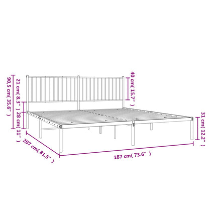 Estrutura de cama em metal com cabeceira 180x200 cm preto