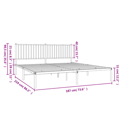 Estrutura de cama com cabeceira 183x213 cm metal preto