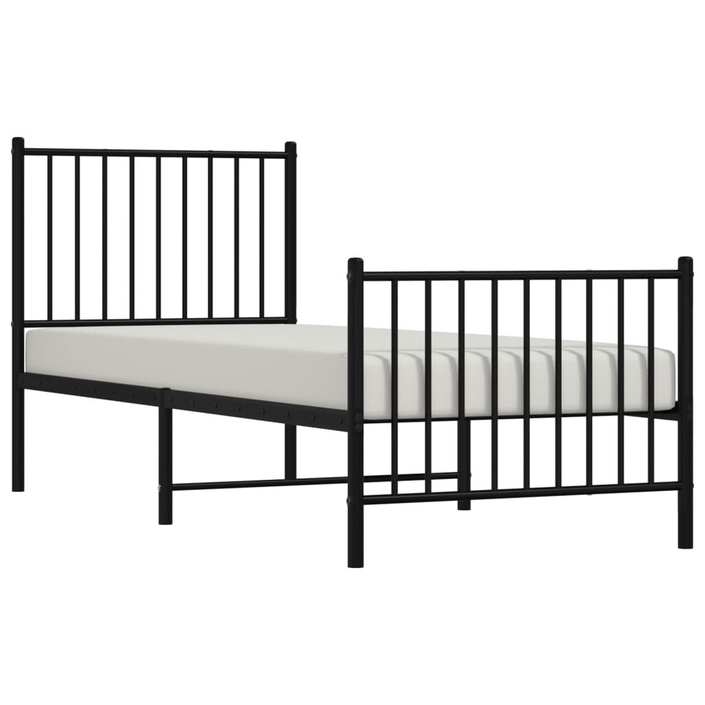 Estrutura de cama com cabeceira e pés 80x200 cm metal preto