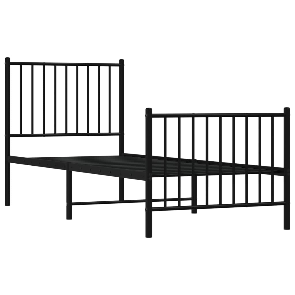 Estrutura de cama com cabeceira e pés 80x200 cm metal preto